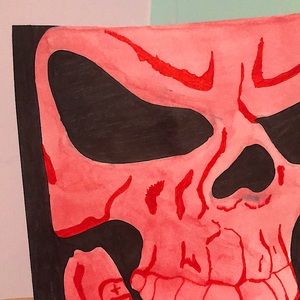 Pink/Red Skull Drawing